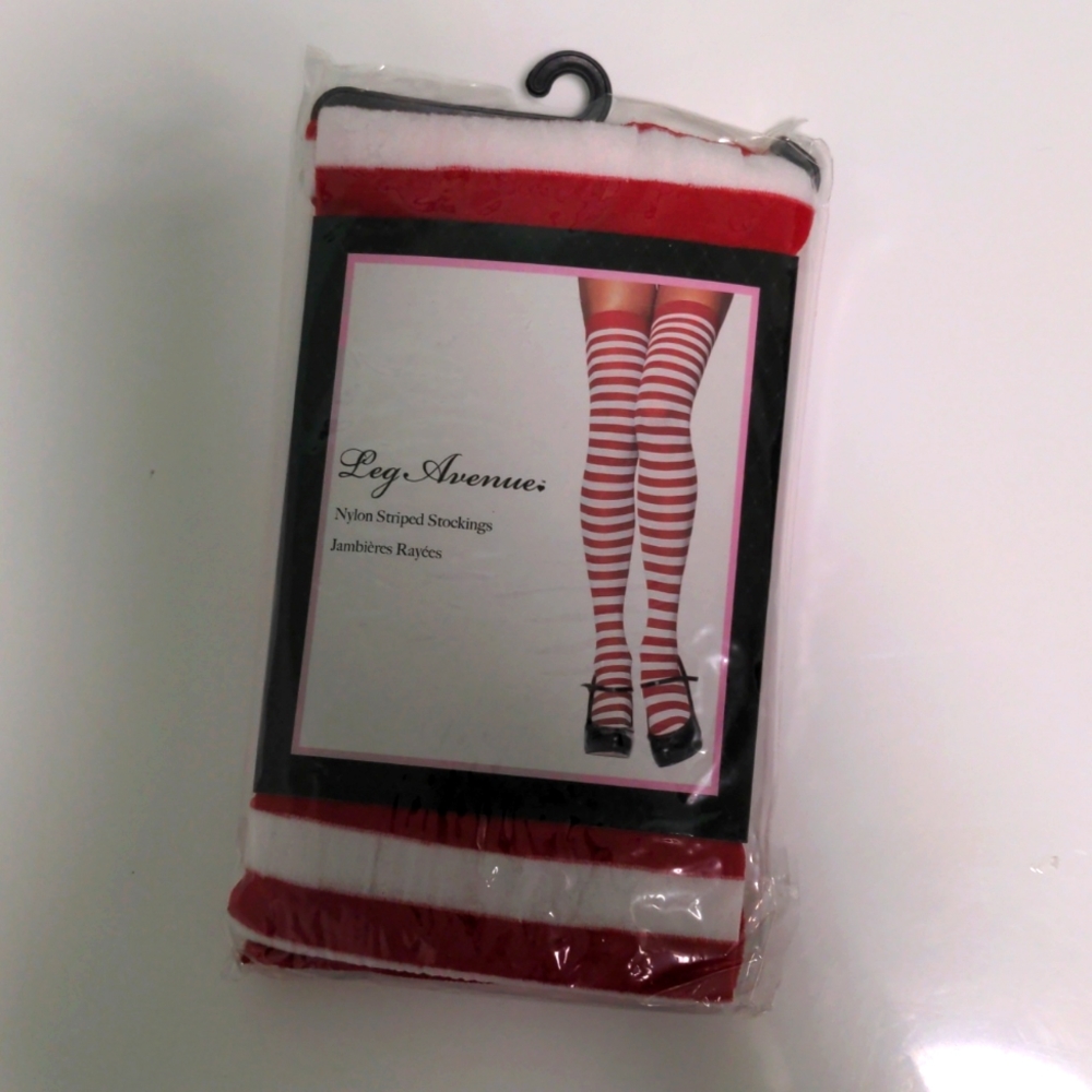 Leg Avenue - Nylon striped stockings thigh high